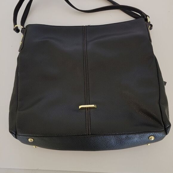 Anne Klein shoulder bag black/ gold 3 sections Pre-owned - Picture 1 of 8